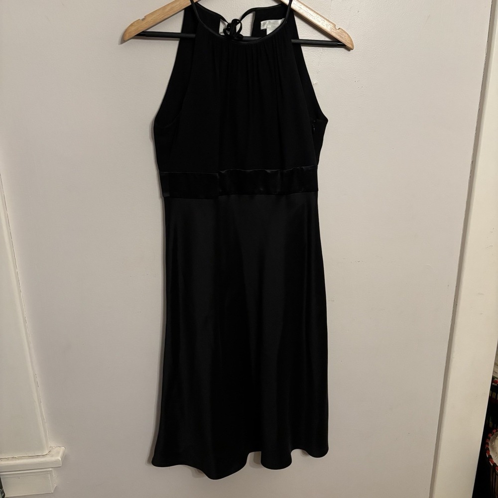 Ann Taylor Celebrations Black 100% Silk Shell High Neck Dress Y2K Size 4 $198